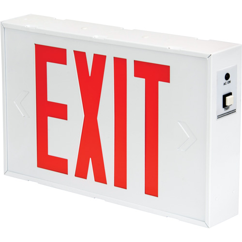 Exit Sign, LED, Battery Operated/Hardwired, 12-1/5" L x 7-1/2" W, English Maritime Industrial Rubber