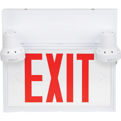 Exit Sign with Security Lights, LED, Battery Operated/Hardwired, 12-1/10" L x 11" W, English Maritime Industrial Rubber