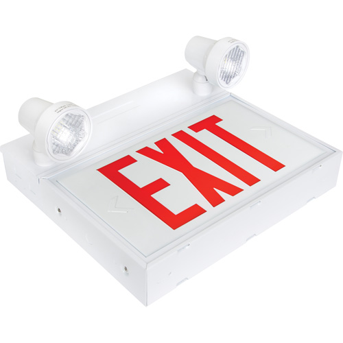 Exit Sign with Security Lights, LED, Battery Operated/Hardwired, 12-1/10" L x 11" W, English Maritime Industrial Rubber