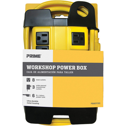 Bloc d'alimentation pour atelier, 8 Prise(s), 6', 15 A, 1875 W, 125 V Maritime Industrial Rubber