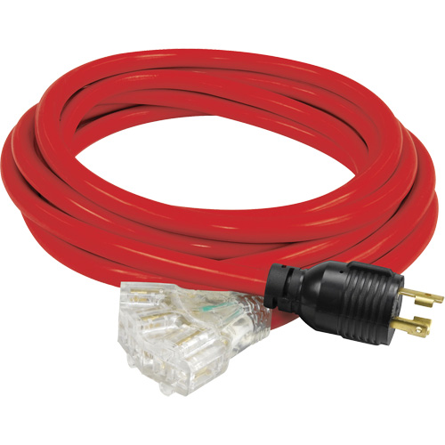 Rallonge pour g&eacute;n&eacute;ratrice avec triple fiche, STW, AWG 10, 3 prise(s), 25' Maritime Industrial Rubber