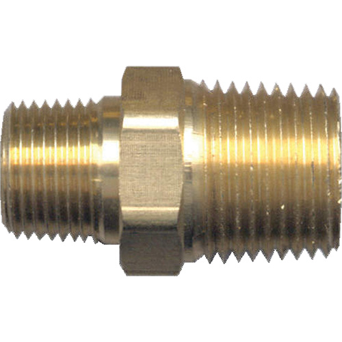 Reducing Hex Nipple, Brass, 1/2" x 3/8", NPT x NPT Maritime Industrial Rubber