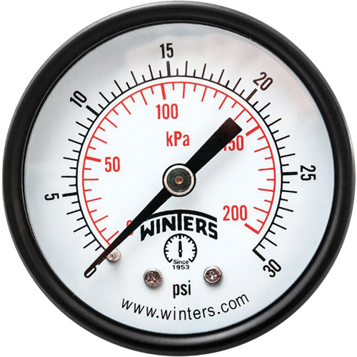 Manom&egrave;tre &eacute;conomique,  2", 0 - 30 psi, Fixation arri&egrave;re, Analogique Maritime Industrial Rubber