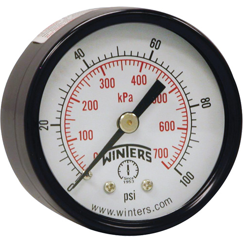 Manom&egrave;tre &eacute;conomique,  2", 0 - 160 psi, Fixation arri&egrave;re, Analogique Maritime Industrial Rubber