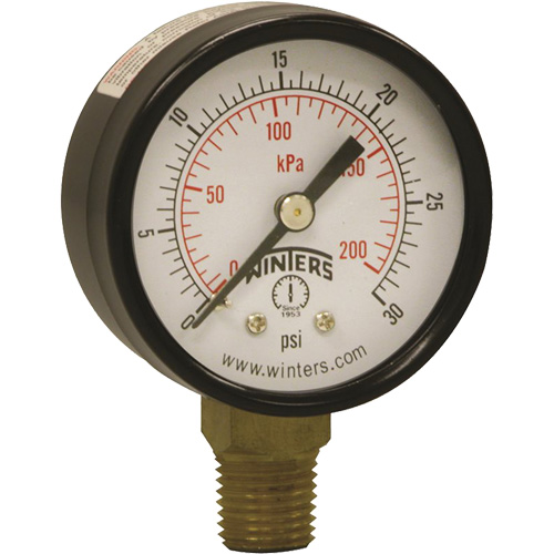 Economy Pressure Gauge, 2" , 0 - 30 psi, Bottom Mount, Analogue Maritime Industrial Rubber