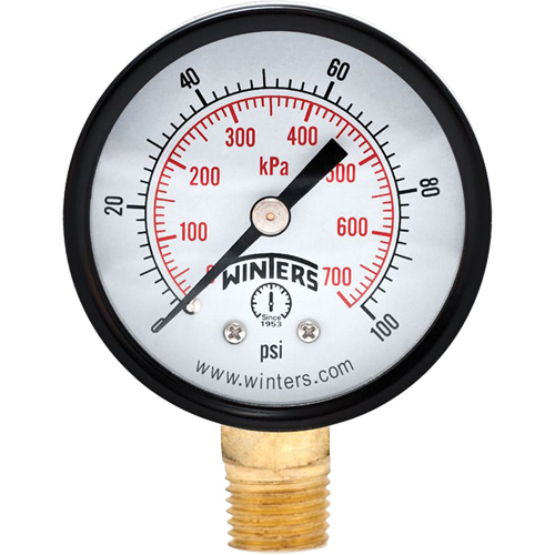 Economy Pressure Gauge, 2" , 0 - 100 psi, Bottom Mount, Analogue Maritime Industrial Rubber