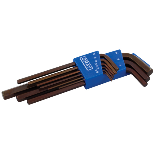 Long Arm Hex Key Set, 9 Pcs., Metric Maritime Industrial Rubber