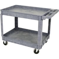 JPTC-3624 Heavy-Duty Polypropylene Shop Cart, 2 Tiers, 46" W x 25-1/2" D x 33-1/4" H, 500 lbs. Cap. Maritime Industrial Rubber