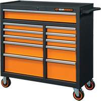 Armoire roulante pour outils s&eacute;rie GSX, 11 tiroirs, 41" la x 18-1/5" p x 41-1/2" h, Noir/Orange Maritime Industrial Rubber