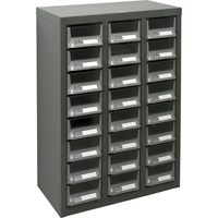 Casiers pour pi&egrave;ces KPC-400, Acier galvanis&eacute;, 24 tiroirs, 17-3/10" x 8-7/10" x 25-3/5", Gris Maritime Industrial Rubber