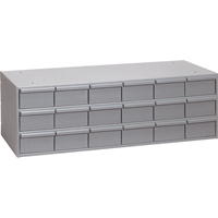 Industrial Drawer Cabinets, 18 Drawers, 33-3/4" W x 11-5/8" D x 10-7/8" H, Grey Maritime Industrial Rubber