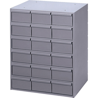 Casiers &agrave; tiroirs industriels, 18 tiroirs, 17-1/4" la x 11-5/8" p x 21-1/4" h, Gris Maritime Industrial Rubber