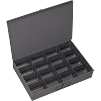Boîtes &agrave; fond courb&eacute;, Acier, 16 compartiments, 13-3/8" la x 9-1/4" p, 2" h, Gris Maritime Industrial Rubber