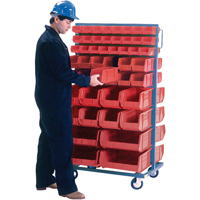 Support mobile deux c&ocirc;t&eacute;s pour bacs, &agrave; deux c&ocirc;t&eacute;s, 96 bacs, 36" la x 24" p x 63" h Maritime Industrial Rubber