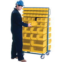 Support mobile deux c&ocirc;t&eacute;s pour bacs, &agrave; deux c&ocirc;t&eacute;s, 96 bacs, 36" la x 24" p x 63" h Maritime Industrial Rubber