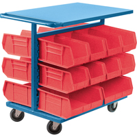 Chariot &agrave; bacs avec bacs, &agrave; deux c&ocirc;t&eacute;s, 20 bacs, 24" la x 38-1/2" p x 36-1/2" h Maritime Industrial Rubber