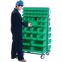 Support mobile deux c&ocirc;t&eacute;s pour bacs, &agrave; deux c&ocirc;t&eacute;s, 96 bacs, 36" la x 24" p x 63" h Maritime Industrial Rubber
