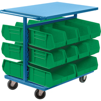 Chariot &agrave; bacs avec bacs, &agrave; deux c&ocirc;t&eacute;s, 20 bacs, 24" la x 38-1/2" p x 36-1/2" h Maritime Industrial Rubber