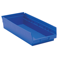 Bacs de rangement pour tablettes, 8-3/8" la x 4" H x 17-7/8" p, Bleu, Capacit&eacute; 40 lb Maritime Industrial Rubber