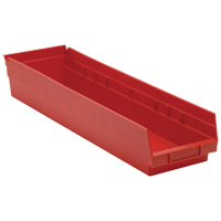 Bacs de rangement pour tablettes, 6-5/8" la x 4" H x 23-5/8" p, Rouge, Capacit&eacute; 50 lb Maritime Industrial Rubber