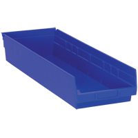 Bacs de rangement pour tablettes, 8-3/8" la x 4" H x 23-5/8" p, Bleu, Capacit&eacute; 50 lb Maritime Industrial Rubber