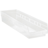 Bacs de rangement pour tablettes, 6-5/8" la x 4" H x 23-5/8" p, Transparent, Capacit&eacute; 50 lb Maritime Industrial Rubber