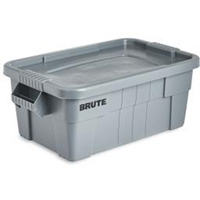 Brute Storage Tote with Lid, 27.88” D x 16.5” W x 10.7" H, 112 llbs. Capacity, Grey Maritime Industrial Rubber