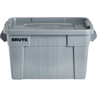 Brute Storage Tote with Lid, 27.88” D x 17.38” W x 15.13” H, 160 lbs. Capacity, Grey Maritime Industrial Rubber