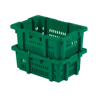 Contenant en plastique Stack-N-Nest pour la manutention des aliments, 16" x 23,9" x 8,8", Vert Maritime Industrial Rubber