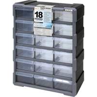 Drawer Cabinet, Plastic, 18 Drawers, 15" x 6-1/4" x 18-3/4", Black Maritime Industrial Rubber