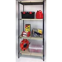 &eacute;tag&egrave;re en fils m&eacute;talliques avec tablettes en plastique, Cadre en fils m&eacute;talliques avec tablettes en plastique, Sans boulons, Capacit&eacute; 600 lb, 30" la x 72" h x 24" p Maritime Industrial Rubber