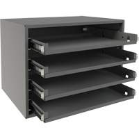 Support &agrave; petit roulement, Acier, 4 compartiments, 15-9/16" la x 11-7/8" p, 11-5/16" h, Gris Maritime Industrial Rubber