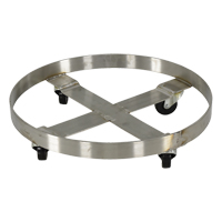 Chariots pour barils, Acier inoxydable, Capacit&eacute;e 800 lb, Diam&egrave;tre 23-1/4", Roue en Caoutchouc Maritime Industrial Rubber