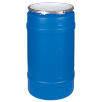 Polyethylene Drums, 30 US gal. (25 imp. Gal.), Open Top, Blue Maritime Industrial Rubber