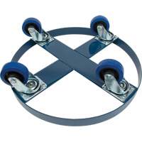 Chariot pour baril, Acier, Capacit&eacute;e 1400 lb, Diam&egrave;tre 24", Roue en &eacute;lastique bleu Maritime Industrial Rubber