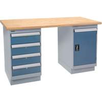 Pre-Designed Workbench, Door & Drawers, 2500 lbs. Cap., 72" W x 30" D, 34" H Maritime Industrial Rubber
