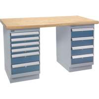 Heavy-Duty Workbench, Dual Drawers, 1500 lbs. Cap., 72" W x 36" D, 34" H Maritime Industrial Rubber
