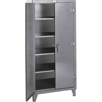 Rough & Tough Storage Cabinets, Steel, 4 Shelves, 72" H x 48" W x 24" D, Grey Maritime Industrial Rubber