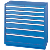 Drawer Cabinets, 7 Drawers, 40-1/4" W x 22-1/2" D x 41-3/4" H, Bright blue Maritime Industrial Rubber