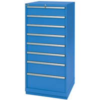 Drawer Cabinets, 8 Drawers, 28-1/4" W x 28-1/2" D x 59-1/2" H, Bright blue Maritime Industrial Rubber