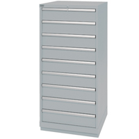 Drawer Cabinets, 9 Drawers, 28-1/4" W x 28-1/2" D x 59-1/2" H, Grey Maritime Industrial Rubber