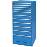 Drawer Cabinets, 11 Drawers, 28-1/4" W x 28-1/2" D x 59-1/2" H, Bright blue Maritime Industrial Rubber