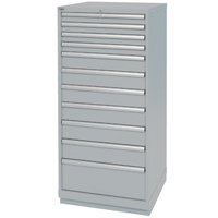 Drawer Cabinets, 11 Drawers, 28-1/4" W x 28-1/2" D x 59-1/2" H, Grey Maritime Industrial Rubber