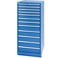 Drawer Cabinets, 12 Drawers, 28-1/4" W x 28-1/2" D x 59-1/2" H, Bright blue Maritime Industrial Rubber