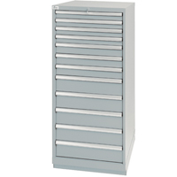 Drawer Cabinets, 12 Drawers, 28-1/4" W x 28-1/2" D x 59-1/2" H, Grey Maritime Industrial Rubber