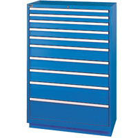 Drawer Cabinets, 10 Drawers, 40-1/4" W x 22-1/2" D x 59-1/2" H, Bright blue Maritime Industrial Rubber