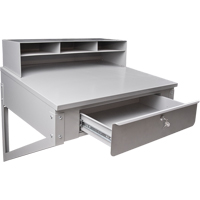 Wall-Mounted Shop Desk, 34-1/2" W x 28" D x 31" H, Grey Maritime Industrial Rubber