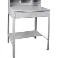 Open Floor Style Shop Desk, 34-1/2" W x 30" D x 53" H, Grey Maritime Industrial Rubber