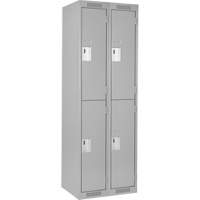 Clean Line Lockers, 2 -tier, Bank of 2, 24" x 18" x 72", Steel, Grey, Rivet (Assembled) Maritime Industrial Rubber