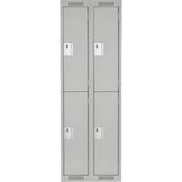 Clean Line Lockers, 2 -tier, Bank of 2, 24" x 18" x 72", Steel, Grey, Rivet (Assembled) Maritime Industrial Rubber